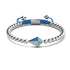 Cerf-volant | Argent & Bleu | Émail | Bracelet Charmballa en Cristal de Macramé